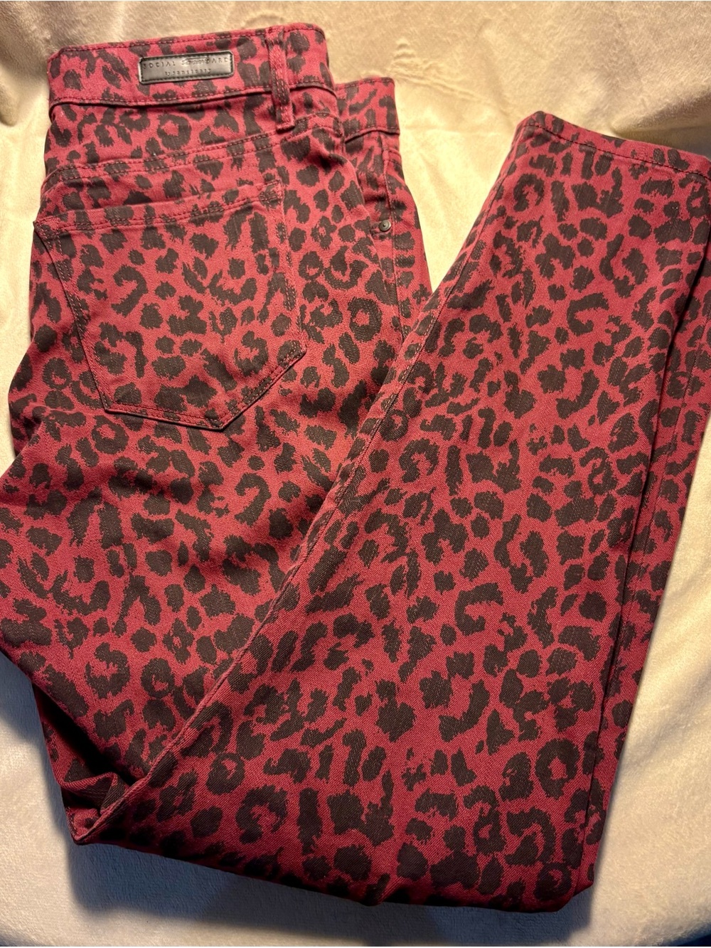 Sanctuary Social Standard Red Leopard Ankle Skinny Jeans Size 6 Animal Print